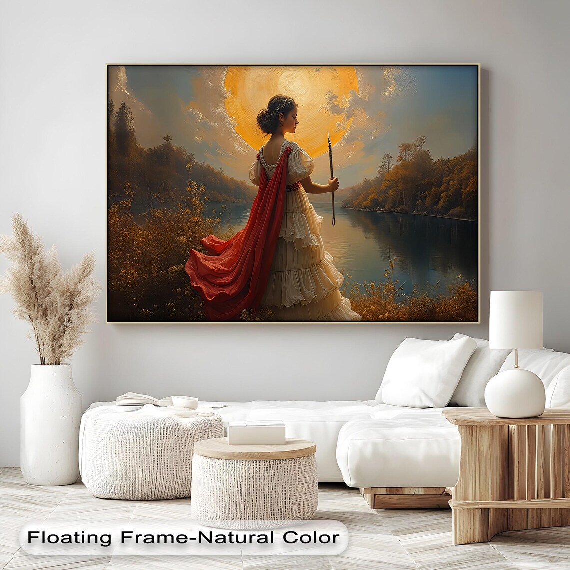 Sun Goddess Canvas Prints Mystical Woman In Red Cape Artwork Fantasy Wall Art