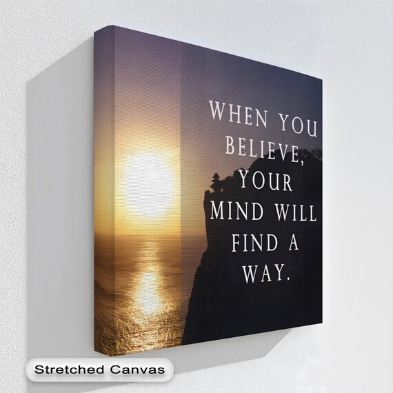 When You Believe Sunset Ocean Cliff Inspirational Quote Poster