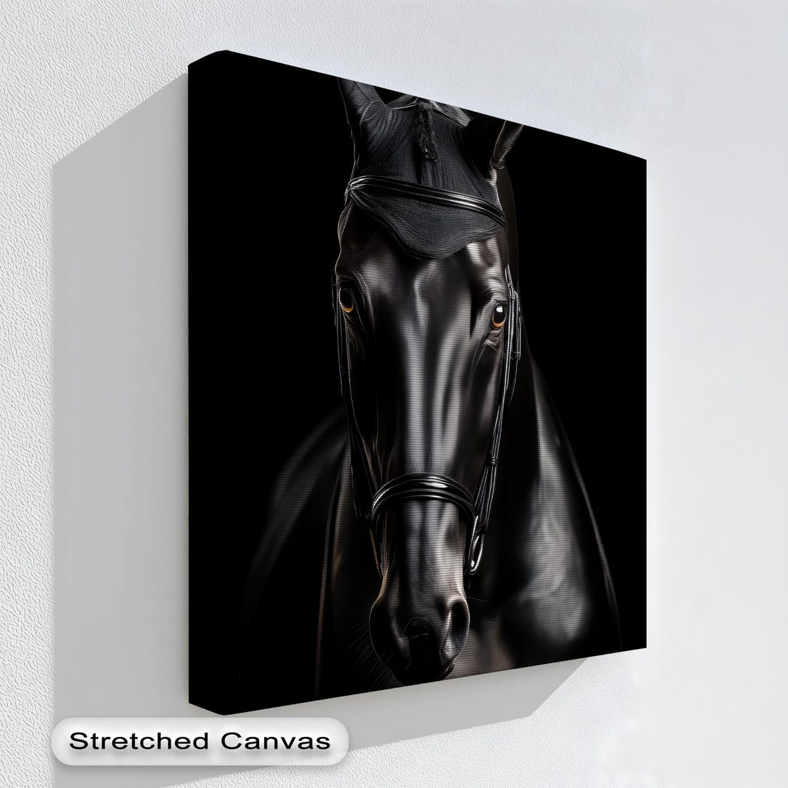 Black Horse Portrait Dramatic Dark Equestrian Luxury Art Print