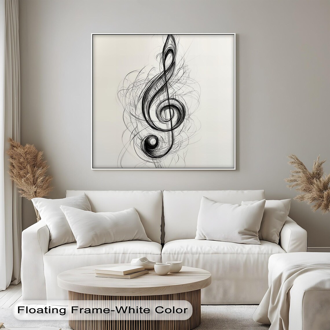 Abstract Treble Clef Art Minimalist Music Room Decor