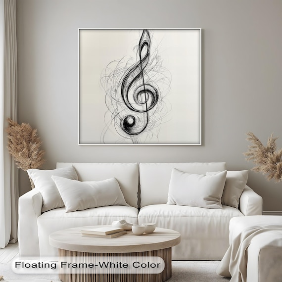 Abstract Treble Clef Art Minimalist Music Room Decor