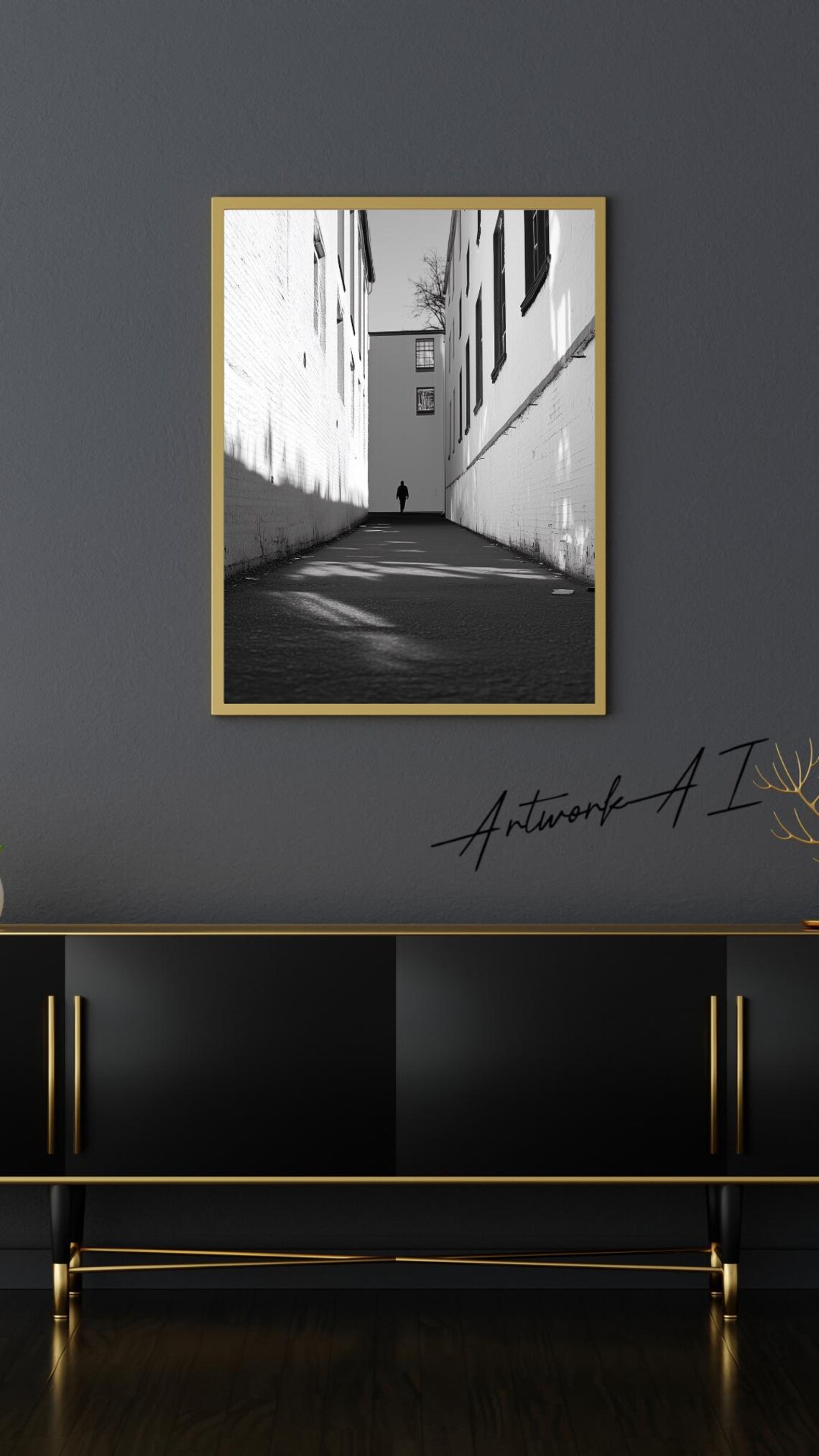 Urban Alleyway, Black And White Architecture Poster - Image 2