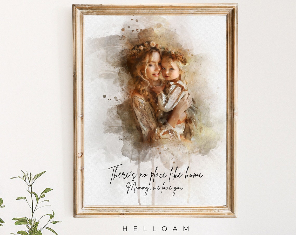 Personalised Mother Daughter Gift Family Portrait Painting Gift For Wife Mum Birthday Gift Watercolour Portrait From Photo