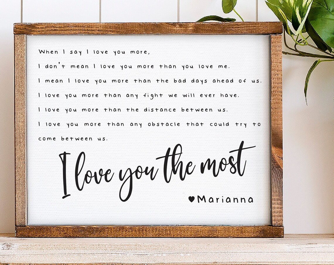 I Love You The Most Sweet Romantic Custom Couples Love Poem Poster