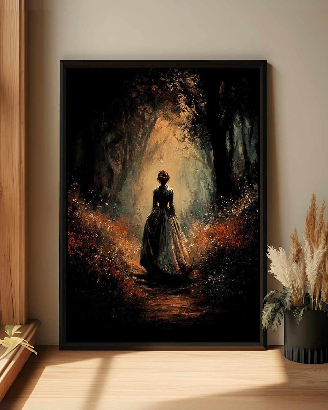 Lady in Ball Gown Dark Enchanted Forest Moody Fantasy Art Poster