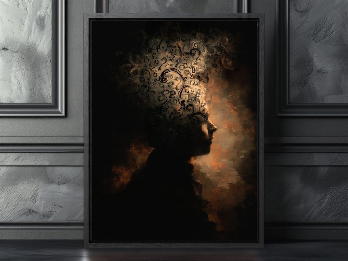 Dark Academia Wall Art Mystical Abstract Portrait Canvas Print Surreal Prints