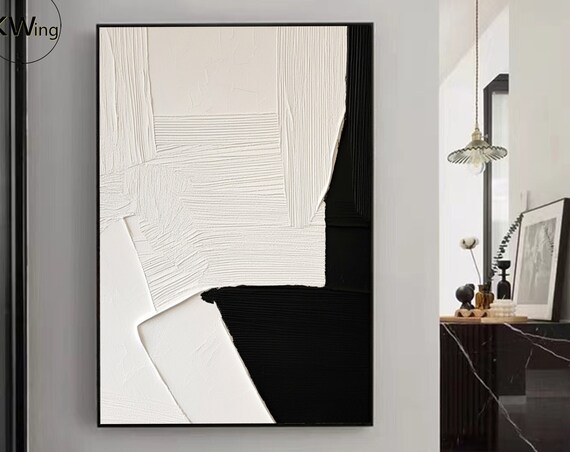 Black And White 3d Textured Painting Black And White Abstract Painting Minimalist Texture Art Black And White Abstract Art Modern Wall Decor