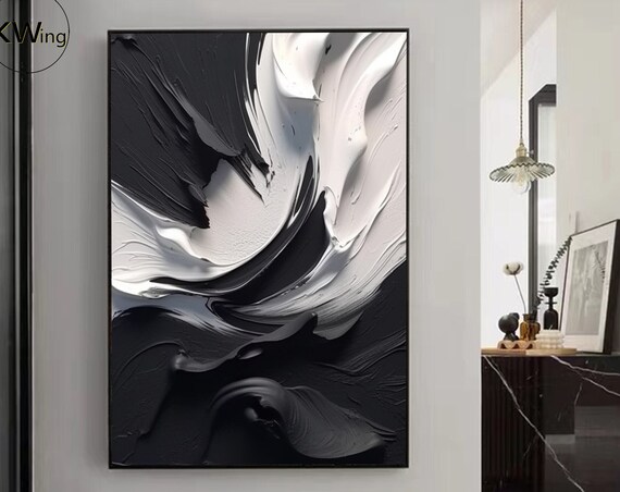 Black And White Textured Painting Black And White Wall Art Black White Abstract Painting Black And White 3d Textured Wall Art Home Deocr