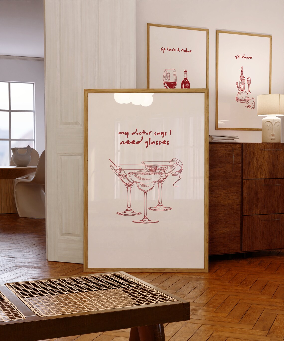 My Doctor Says I Need Glasses Funny Cocktail Bar Cart Poster