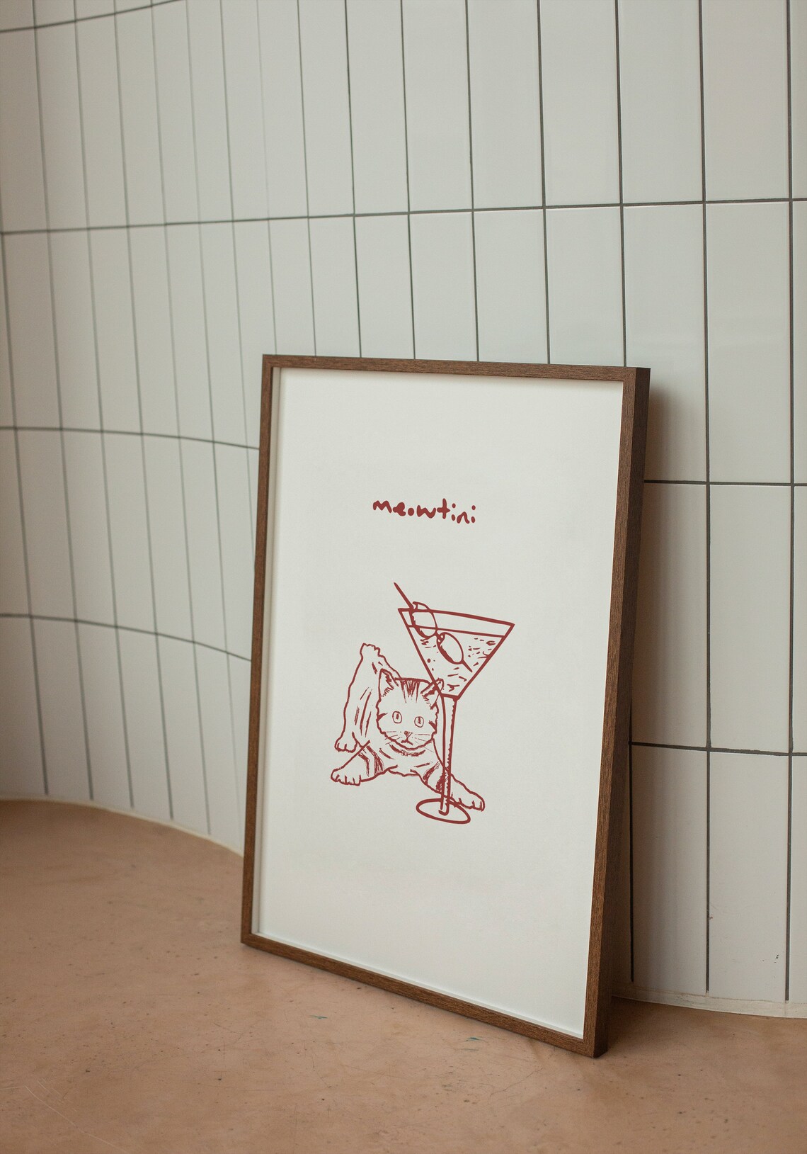 Trendy Cat And Martini, Modern Cocktail Art Print - Image 2