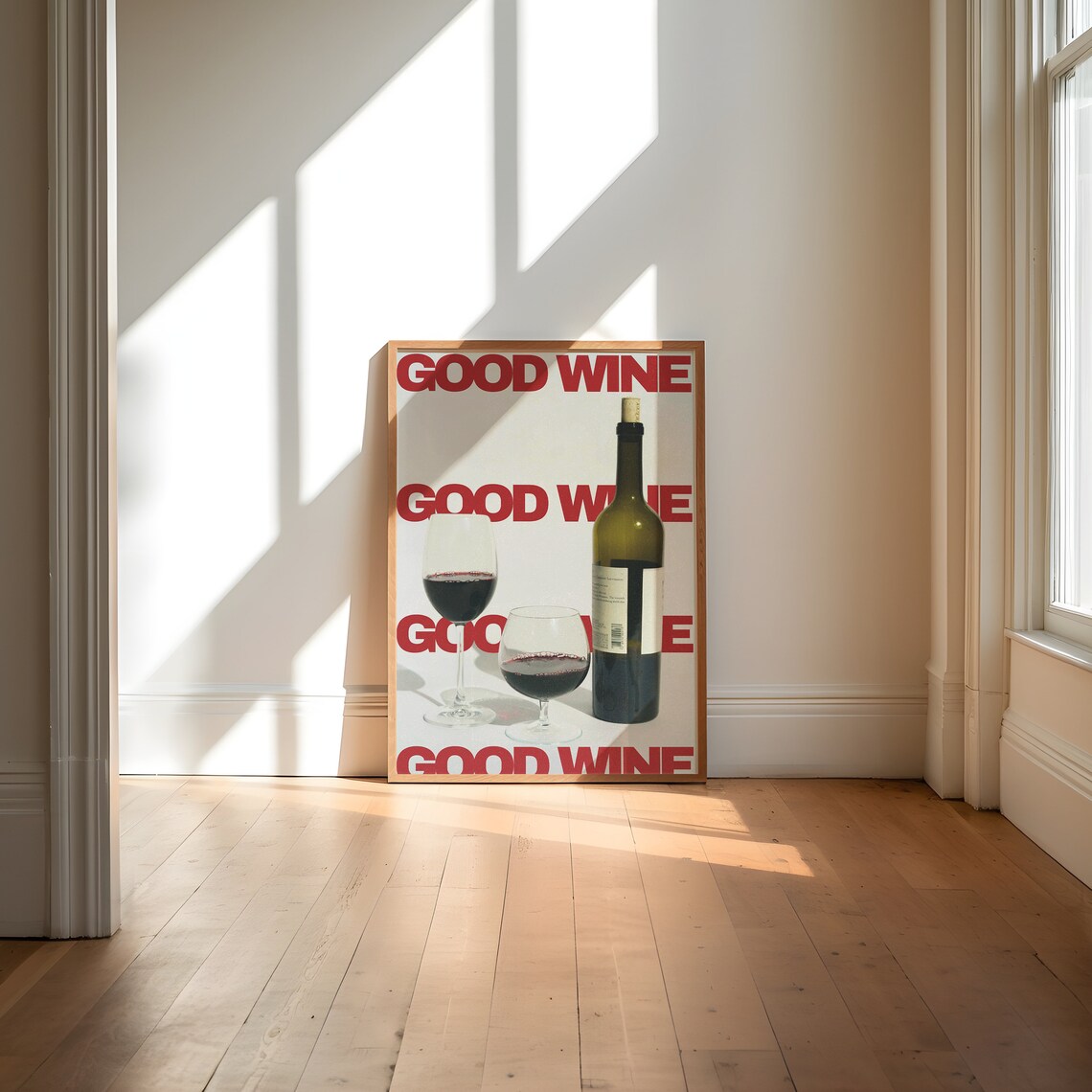 Wine Print Retro Cocktail Poster, Minimalist Bar Art - Image 3