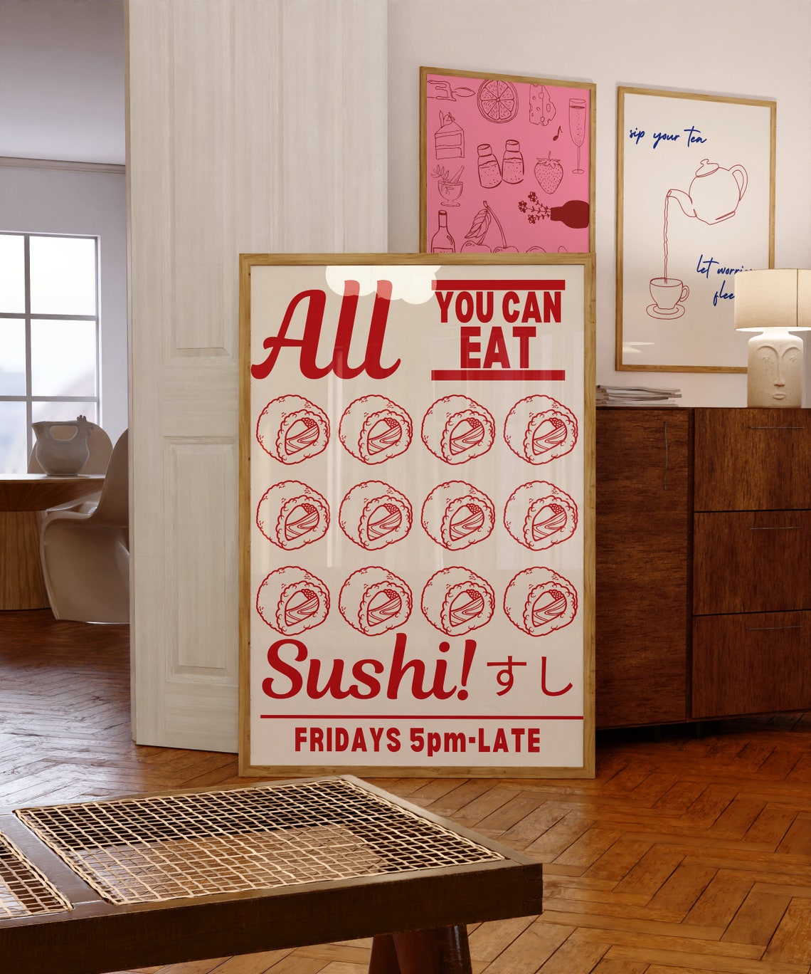 All You Can Eat Sushi Retro Japanese Kitchen Wall Decor Poster - Image 2