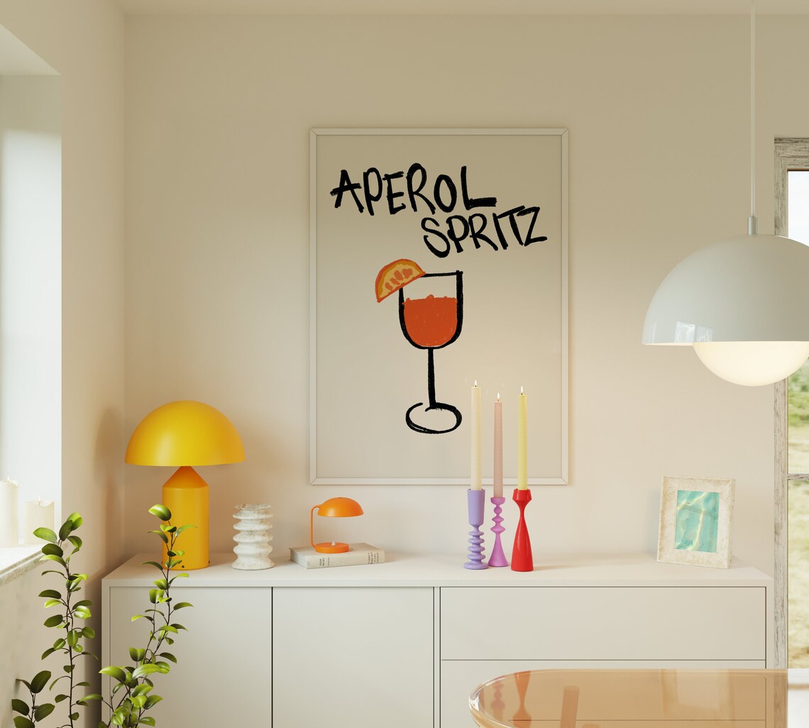 Aperol Spritz Minimalist Cocktail Poster, Bar Art Print - Image 3