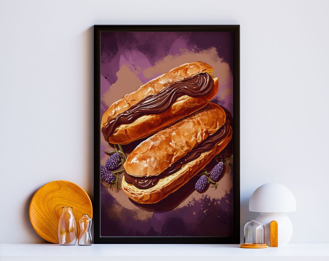 Modern Cafe Decor Bakery Decor Chocolate Eclair Poster Coffee Shop Art