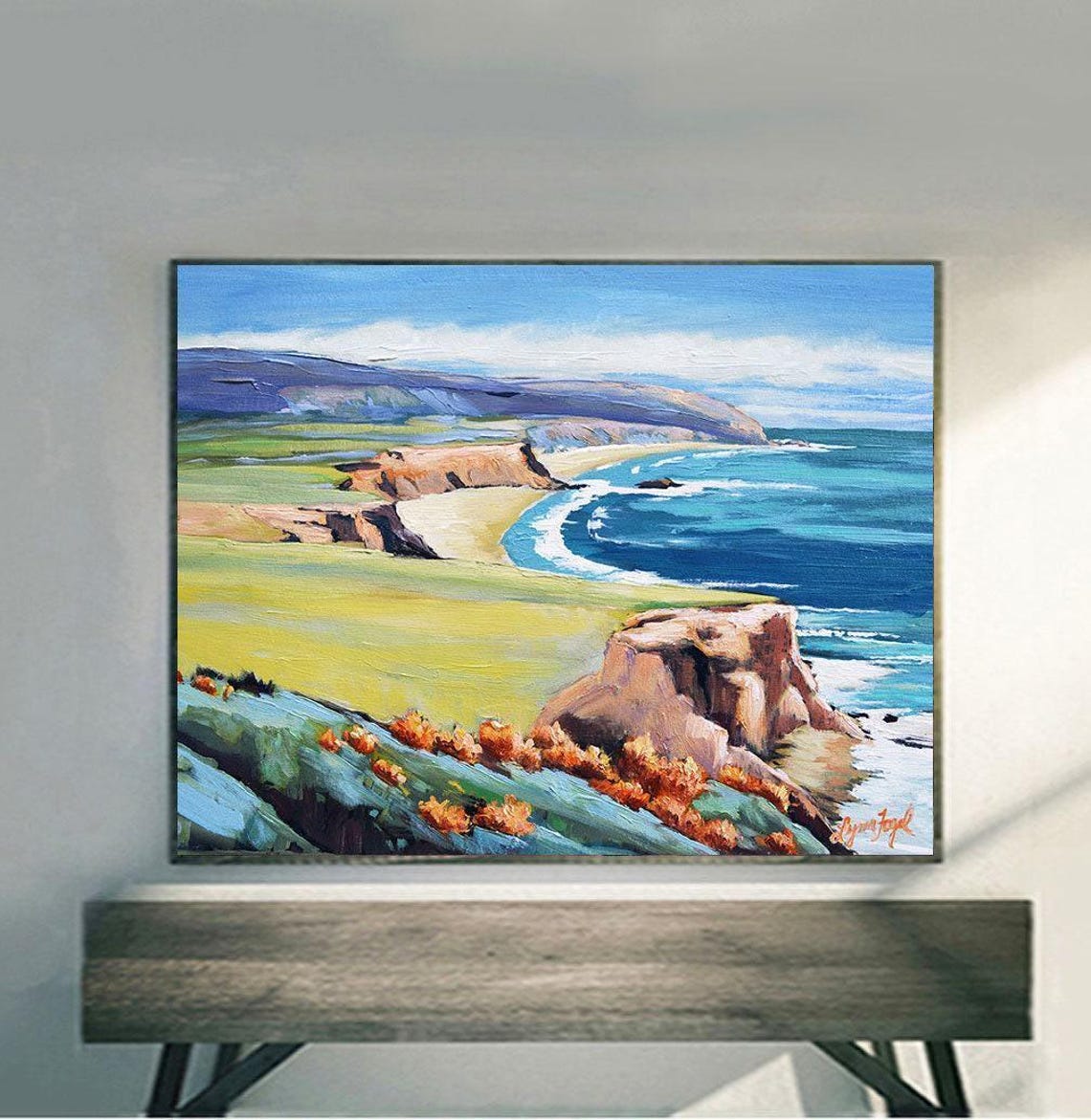 Monterey California Golden Meadow Cliff Bay View Travel Poster