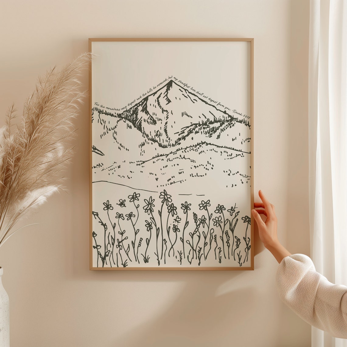 Mountains Bible Art Print Pretty Scripture Wall Art Isaiah 54 Art Print Minimal Christian Wall Decor - Image 2