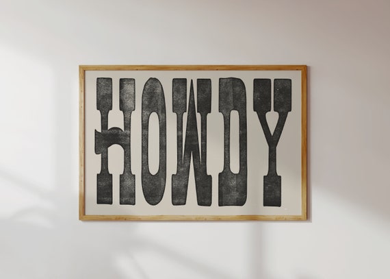 Vintage Yeehaw Howdy Art Print Bundle Of 2 Rustic Howdy Poster Western Wall Art Cute Apartment Decor Southwestern Decor