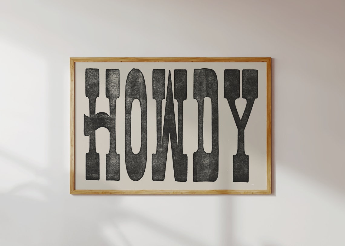 Vintage Yeehaw Howdy Art Print Bundle Of 2 Rustic Howdy Poster Western Wall Art Cute Apartment Decor Southwestern Decor