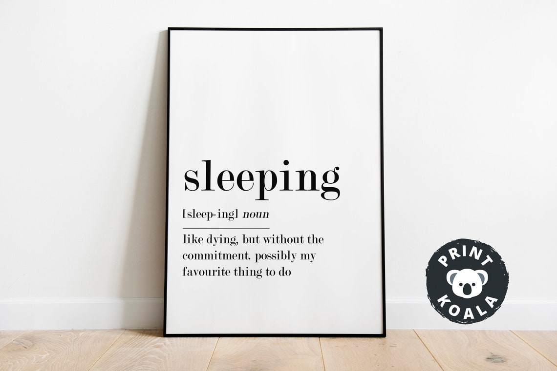 Sleeping Funny Dictionary Definition Print Bedroom Humor Wall Decor - Image 5