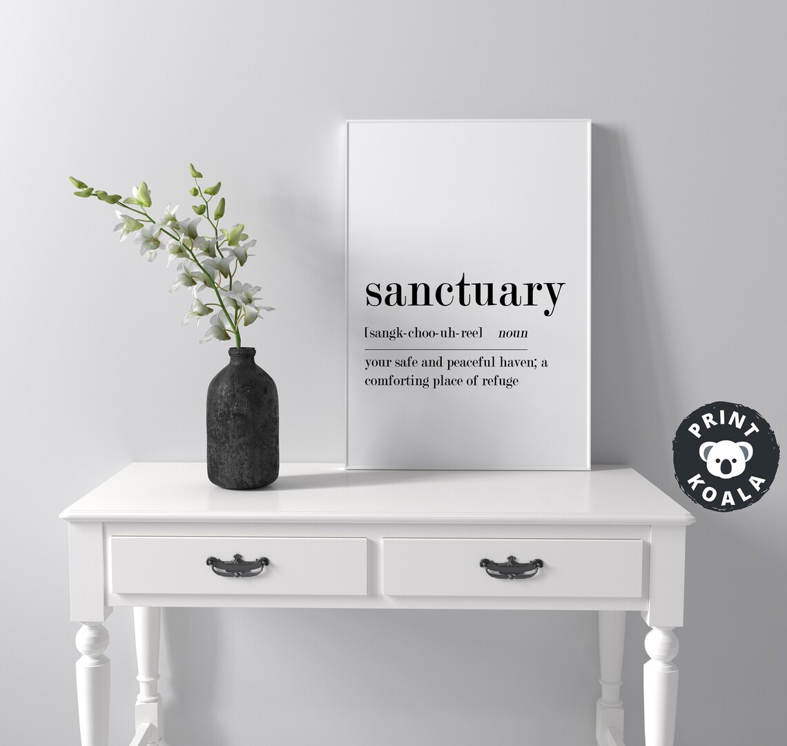 Sanctuary Definition Noun Peaceful Haven Quote Minimalist Wall Poster - Image 4
