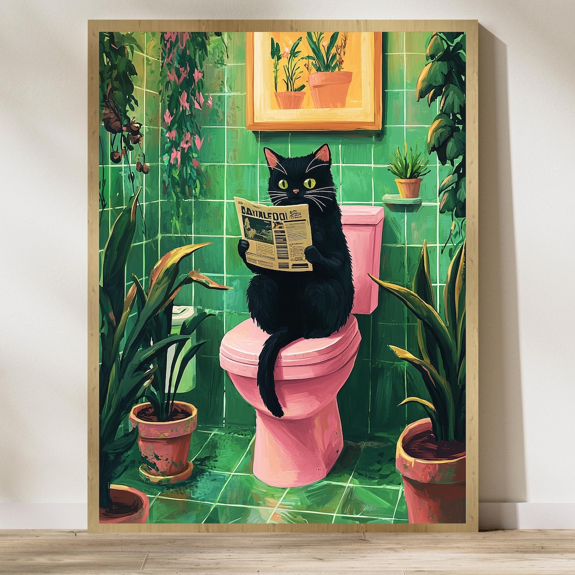 Bathroom Cat Print, Funny Bathroom Wall Decor