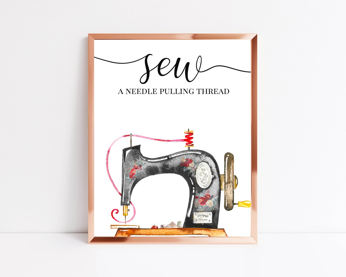 Needle Pulling Thread Craft Room Sign, Vintage Floral - Image 3