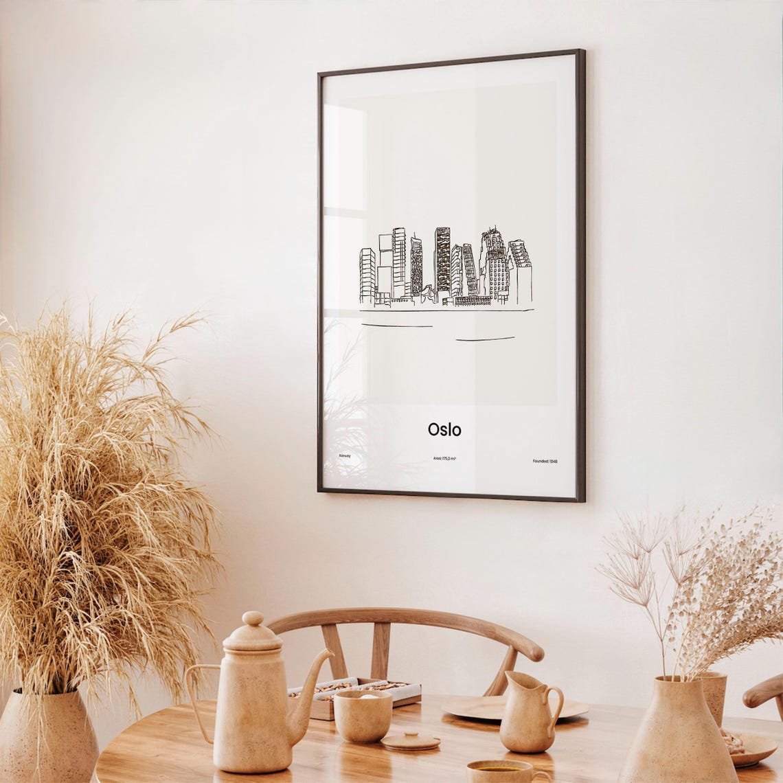 Oslo Norway Waterfront One Line Skyline Minimalist Art Poster - Image 3