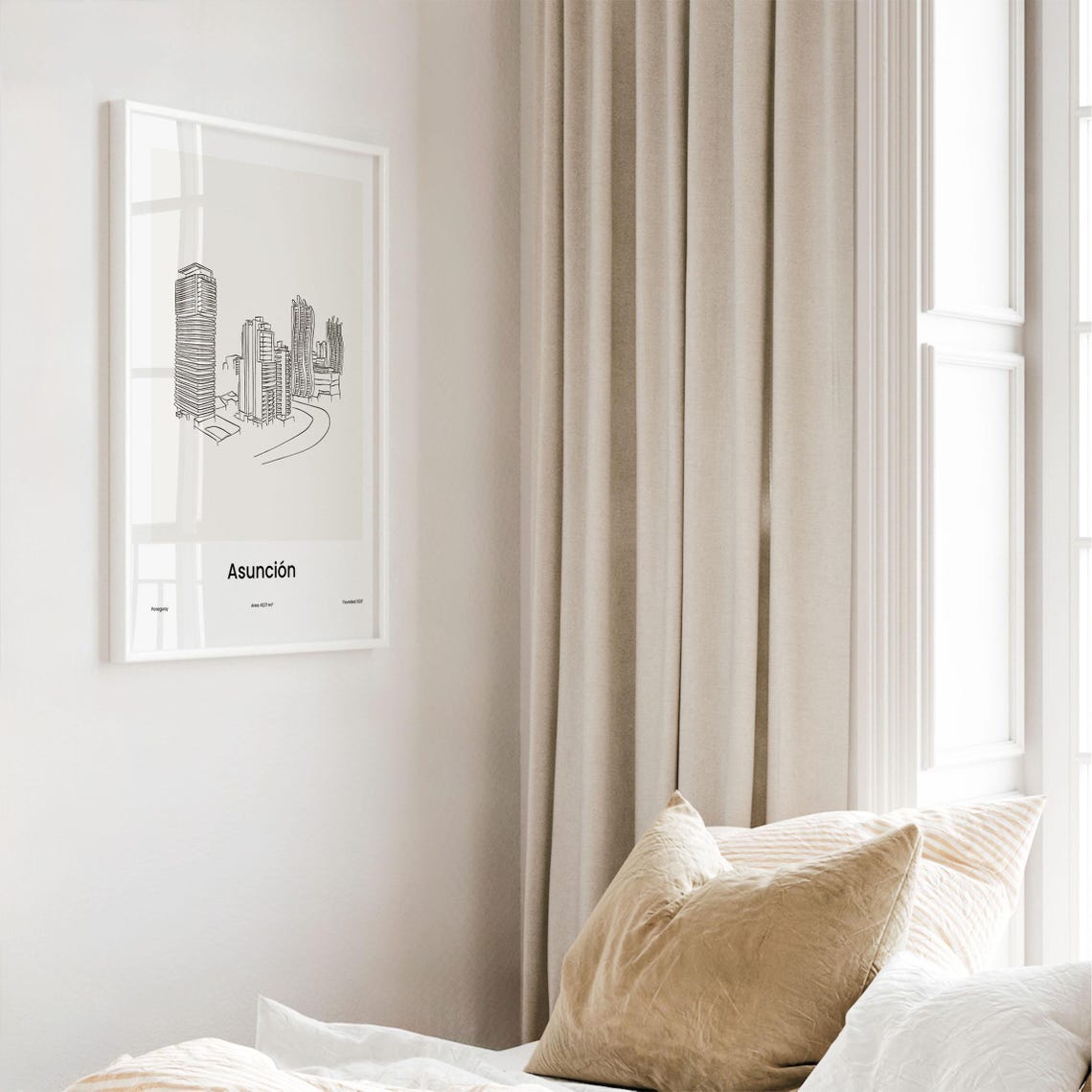 Asunción Paraguay High Rise Skyline Minimalist Line Drawing Poster - Image 4
