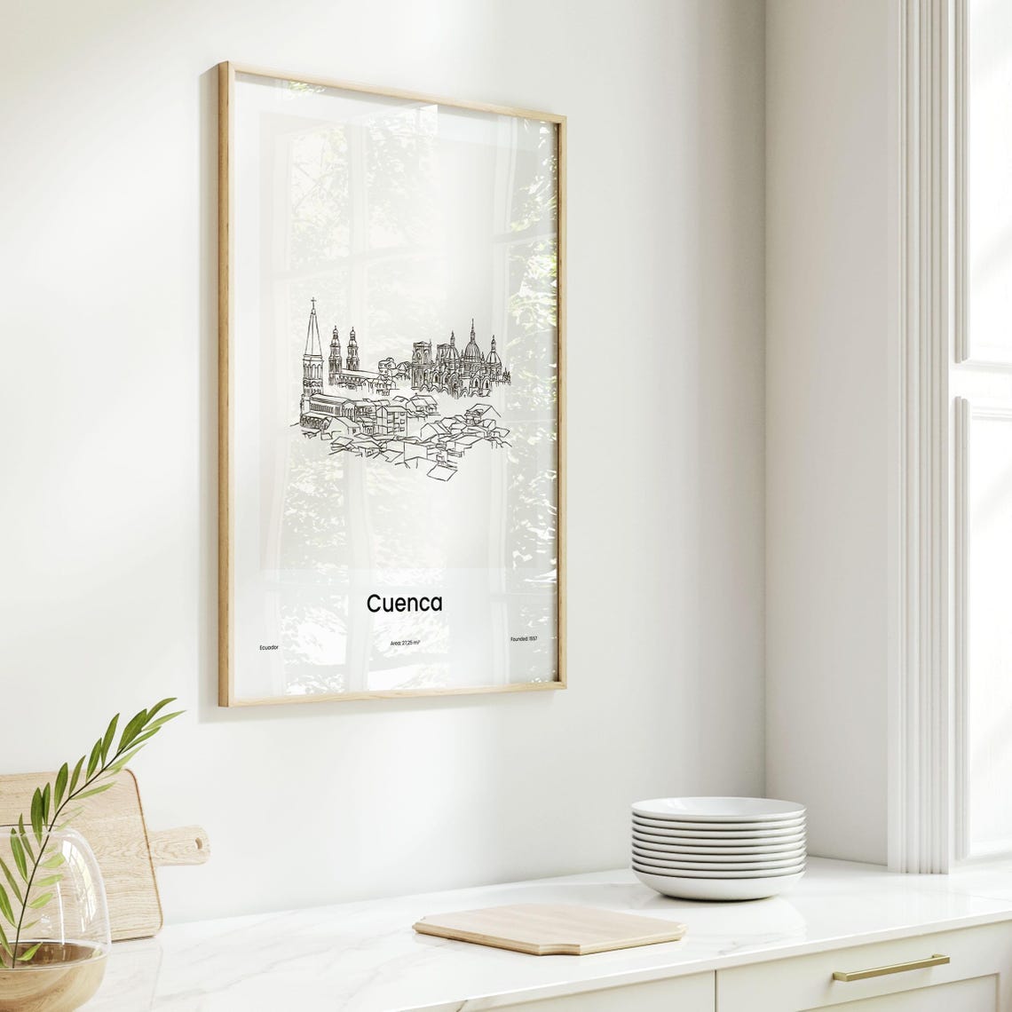 Cuenca Ecuador Minimalist Line Drawing Cathedral Skyline Poster - Image 6
