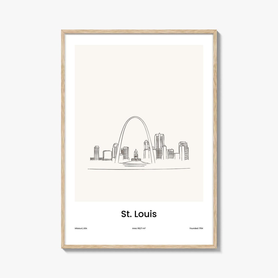 St. Louis Gateway Arch Skyline One Line Minimalist Drawing Poster