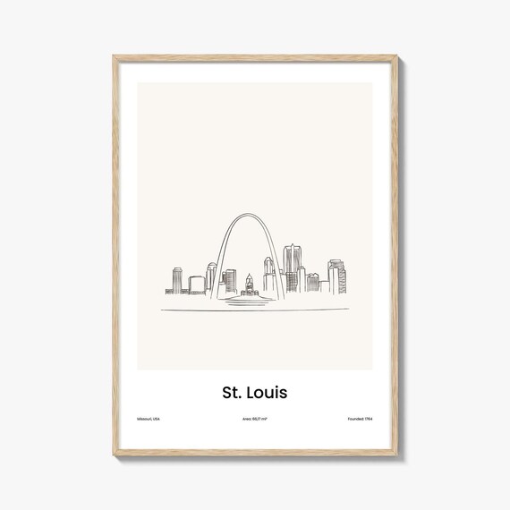 St. Louis Gateway Arch Skyline One Line Minimalist Drawing Poster