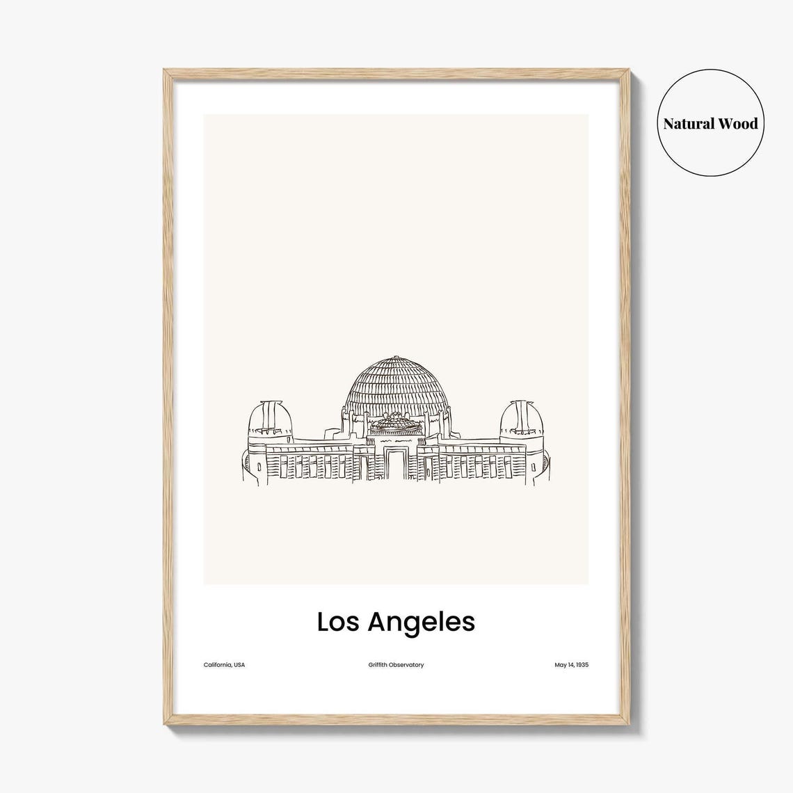Los Angeles Griffith Observatory Minimalist Line Drawing Poster - Image 2