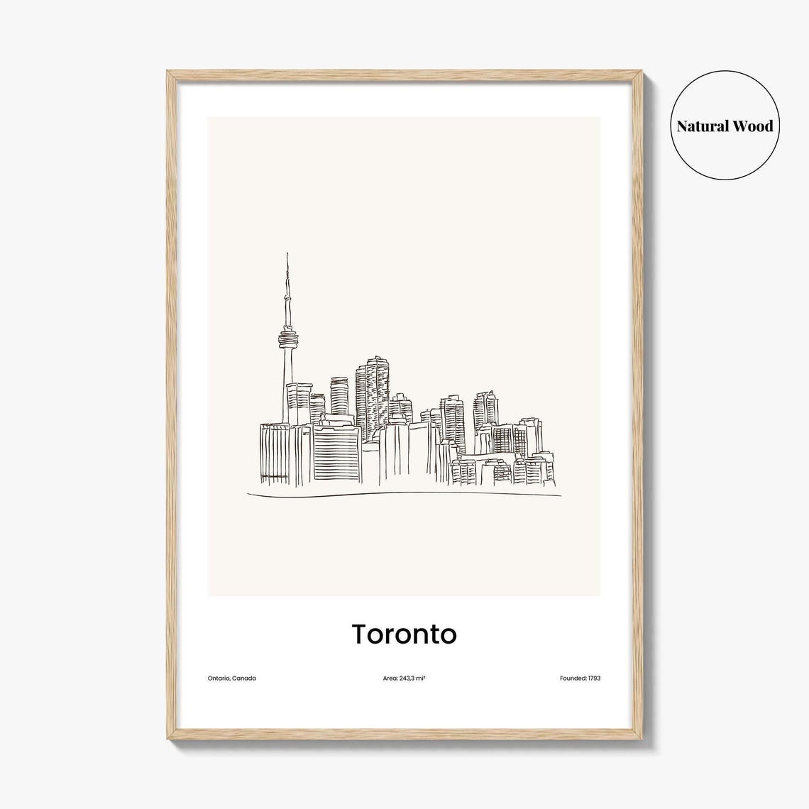 Toronto Canada CN Tower One Line Skyline Minimalist Art Poster - Image 2