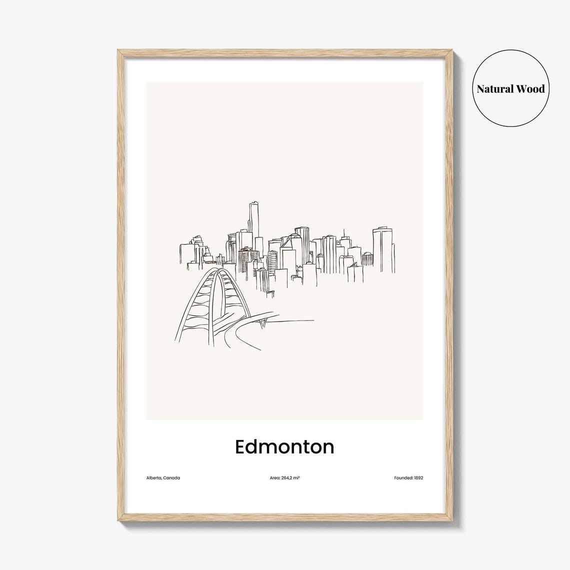 Edmonton Canada Minimal Line Art Skyline Bridge Sketch Poster - Image 2