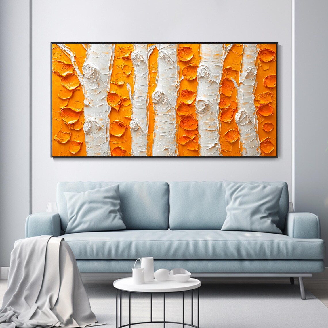 Original Large Birch Forest Oil Painting Thick Texture Hand Abstract Spring Forest Art Modern Landscape Wall Decor New Home Mural - Image 3