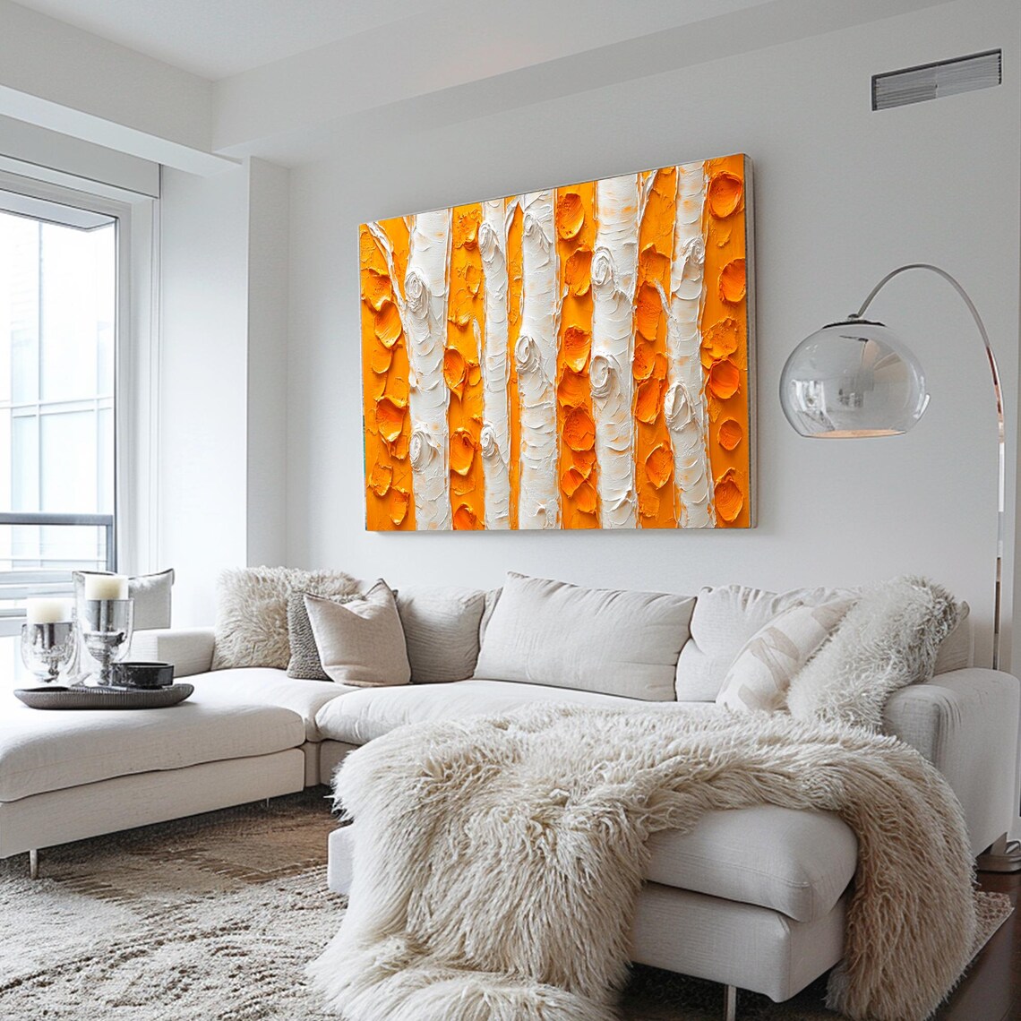 Original Large Birch Forest Oil Painting Thick Texture Hand Abstract Spring Forest Art Modern Landscape Wall Decor New Home Mural - Image 2