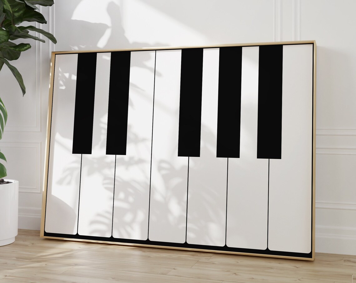 Piano Keys Minimalist Retro Poster, Music Room Decor
