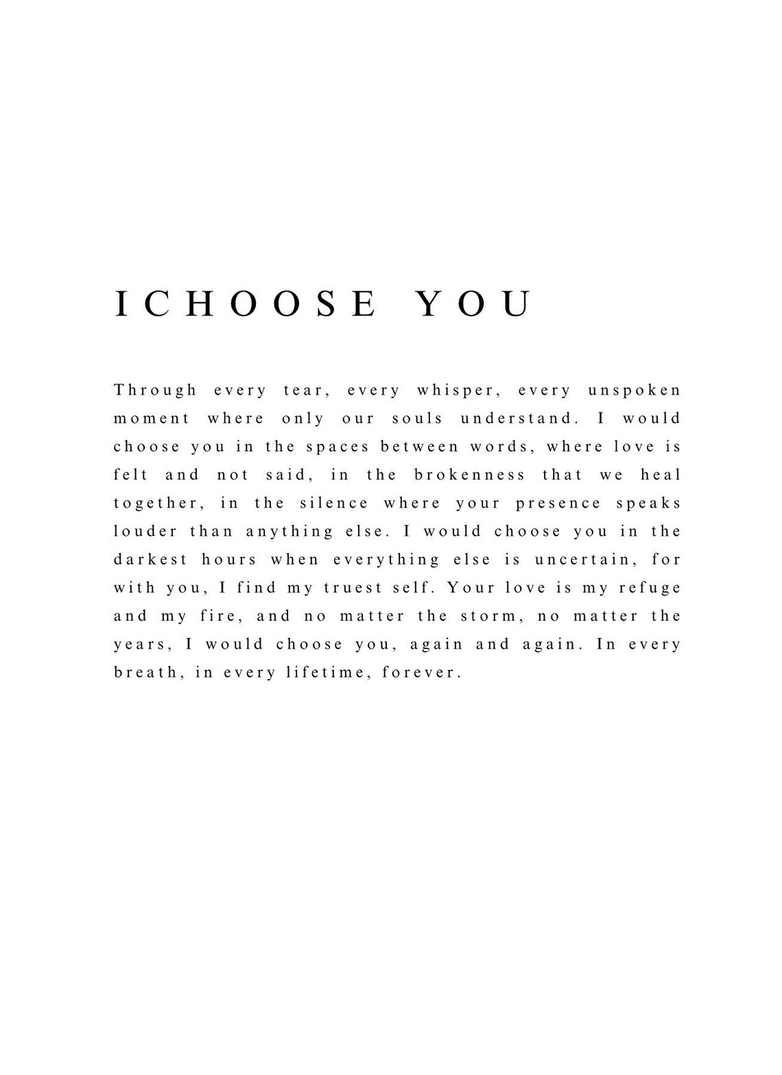 I Choose You Wedding Vow Enduring Love Poem Anniversary Gift Poster - Image 2