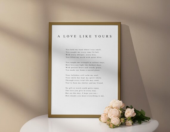 A Love Like Yours Mother's Day Poem Gift Tribute Keepsake Poster
