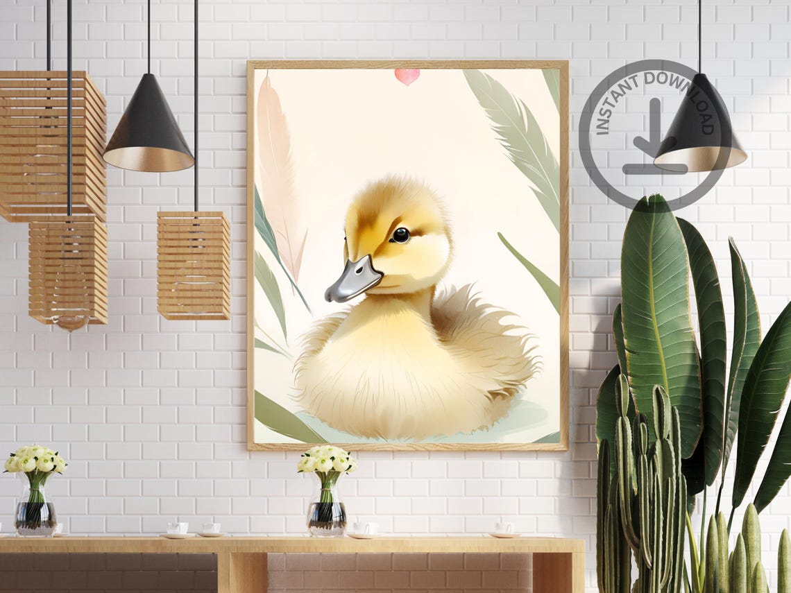 Adorable Nursery Wall Art Baby Duckling Portrait Gift For New Parents Baby Shower Present Gender Neutral Animal Print For Kids Room - Image 2