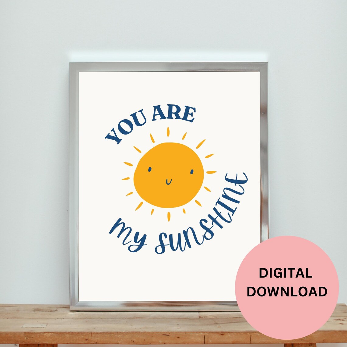 You Are My Sunshine Happy Smiling Sun Face Navy Kids Nursery Room Poster - Image 2