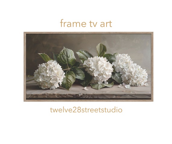 Frame Tv Art Hydrangea Tv Moody Tv Art Tv Art Still Life Flowers Spring Art For Frame Tv Frame Tv Art Hydrangeas
