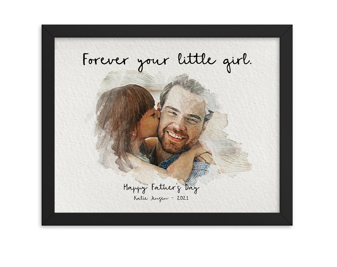 Forever Your Little Girl Happy Father's Day Watercolor Portrait Poster