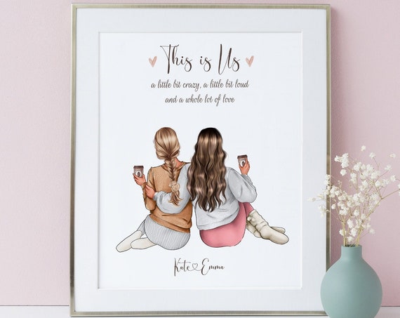 Custom Friend Prints Friends Portrait Illustration Personalised Wall Art Best Friends Gift Picture Personalised Gift For Friend