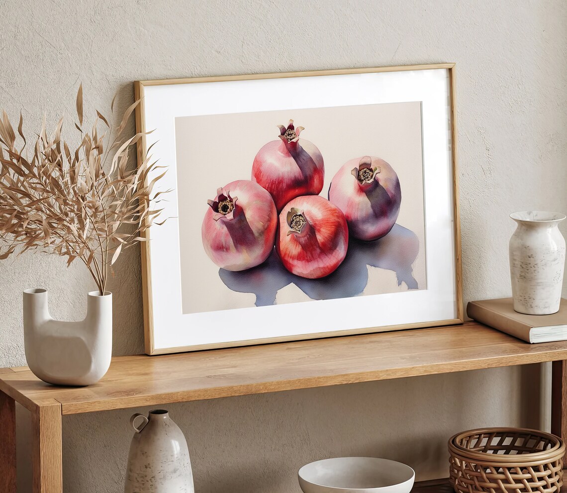 Pomegranate Watercolor Print, Farmhouse Kitchen Art - Image 4