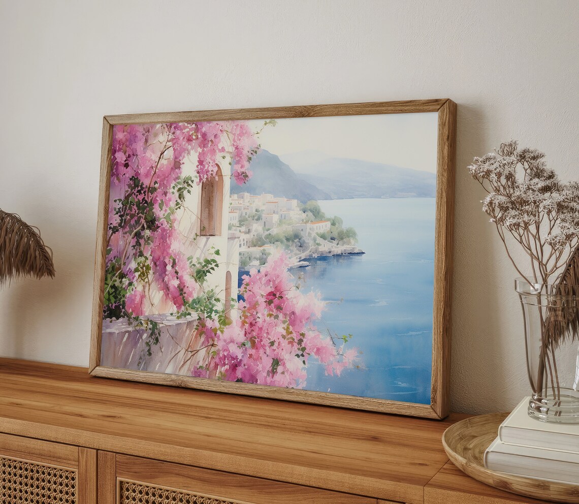 Bougainvillea Painting Positano Watercolor Art Print - Image 3