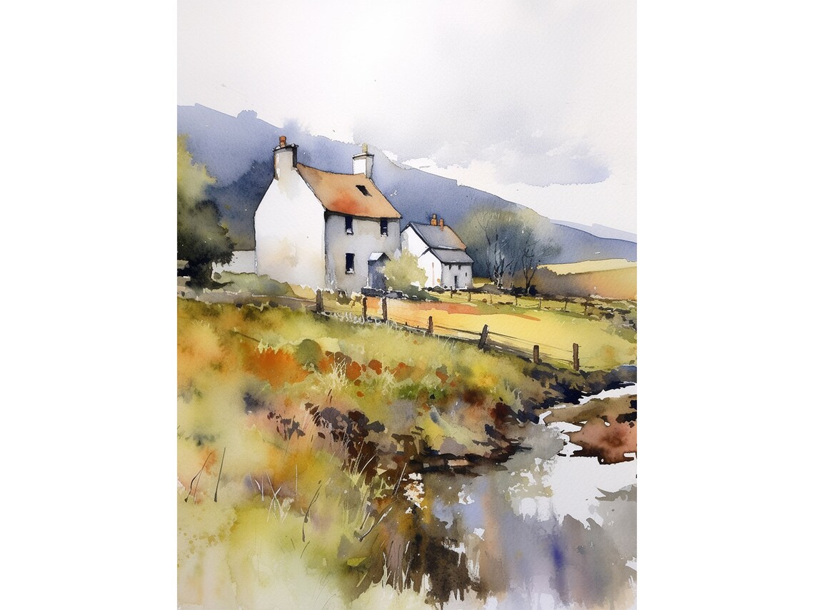 Wicklow Mountains Watercolor Art Print, Ireland