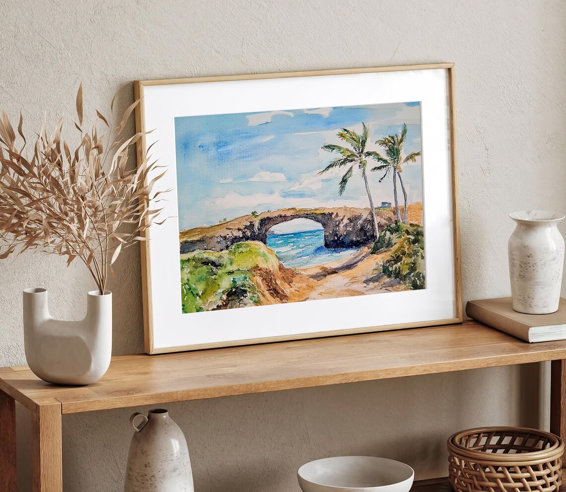 Aruba Caribbean Watercolor Beach Art Print - Image 2
