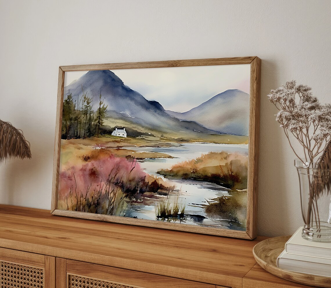 Scottish Borders Watercolor Landscape Art Print - Image 4