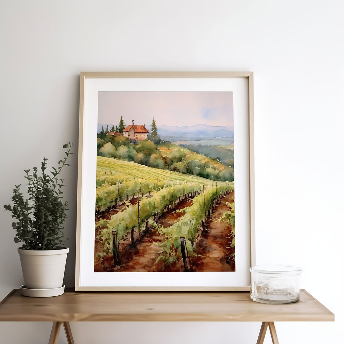 Tuscany Vineyard Watercolor Art Print, Italian Landscape - Image 5